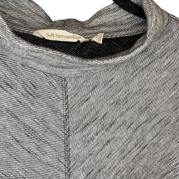 Soft Surroundings York Pullover Knit Layered Mock Neck Gray Black Tunic Sweater - Picture 4 of 5